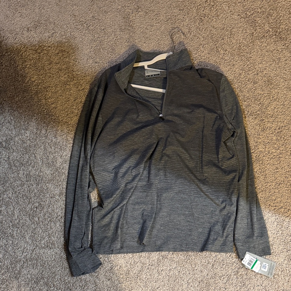 PGA Tour Charcoal Striped Quarter-Zip Pullover